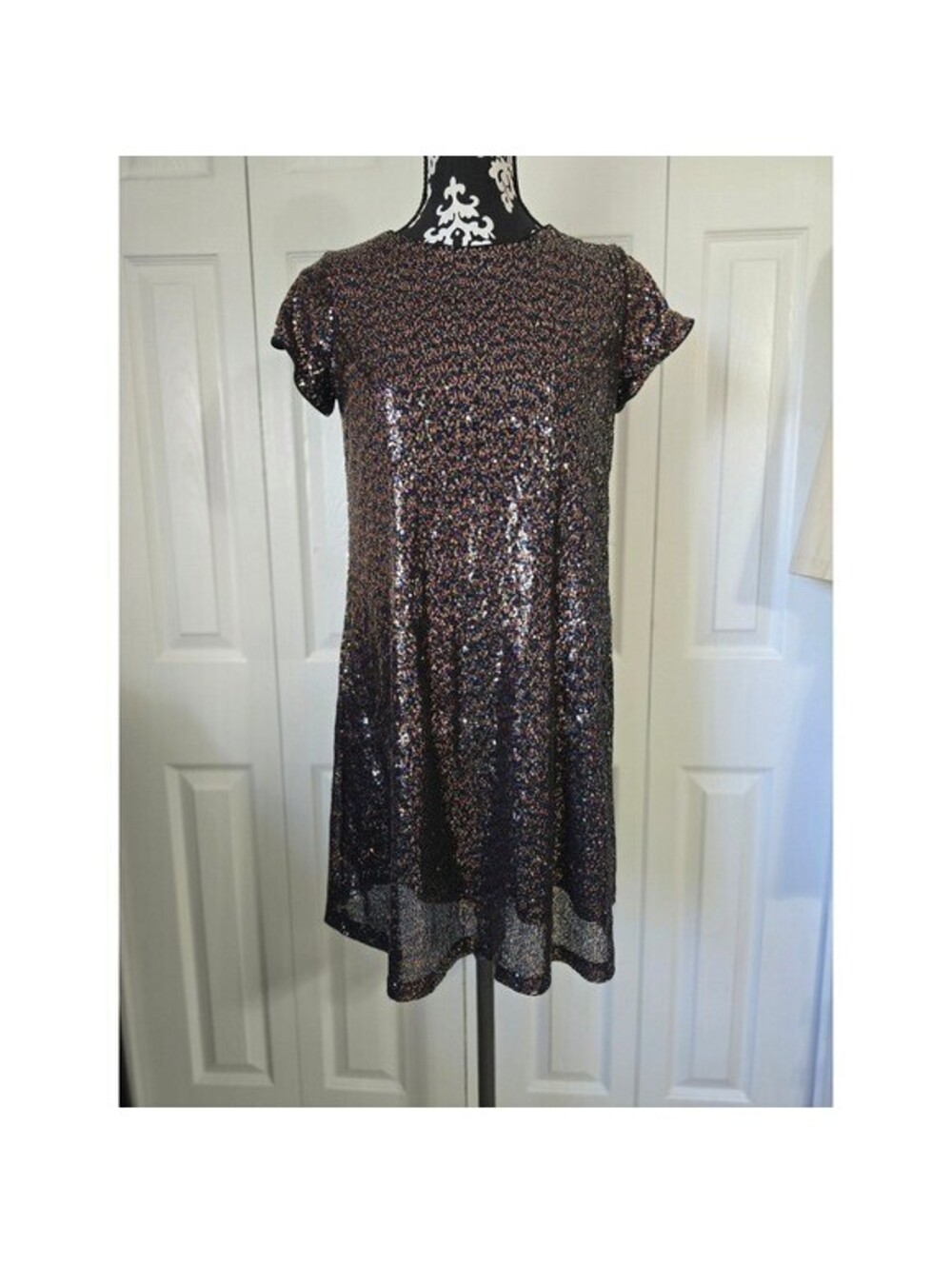 Art Class Girls Sequin Dress XL (14/16) Black Multi Color